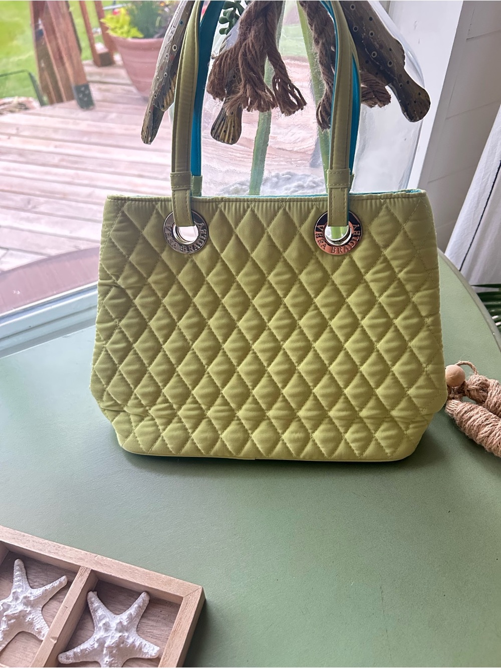 Quilted Olive Green Tote Bag - Women's Handbag Vera Bradley